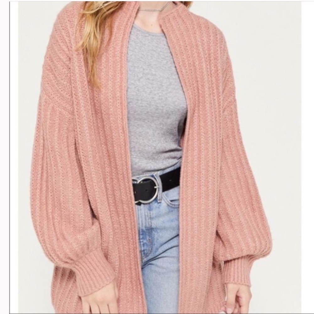Truly Madly Deeply Oversized Cozy Dusty Rose Cardigan, XS